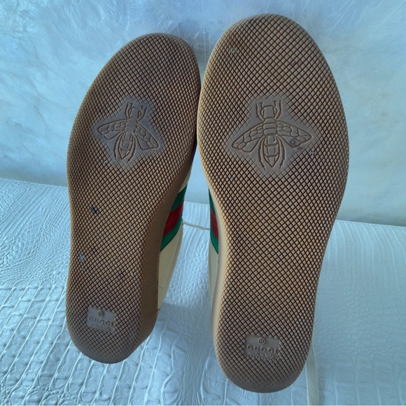 Gucci Leather Web Stripe Sneakers, tennis shoes , athletic wear– Yellow Size 39. - Picture 13 of 13